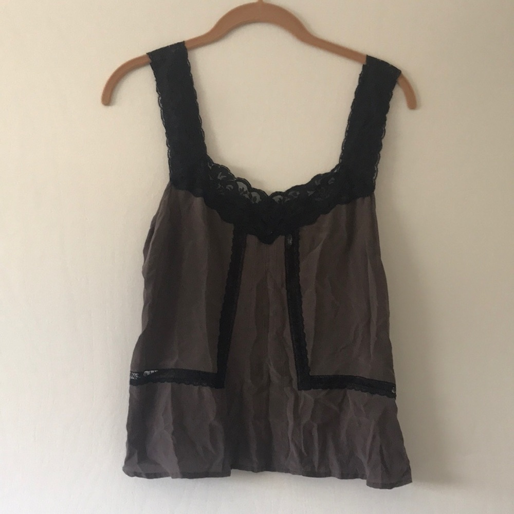 Silky Sleeveless Blouse with Lace Trimmings